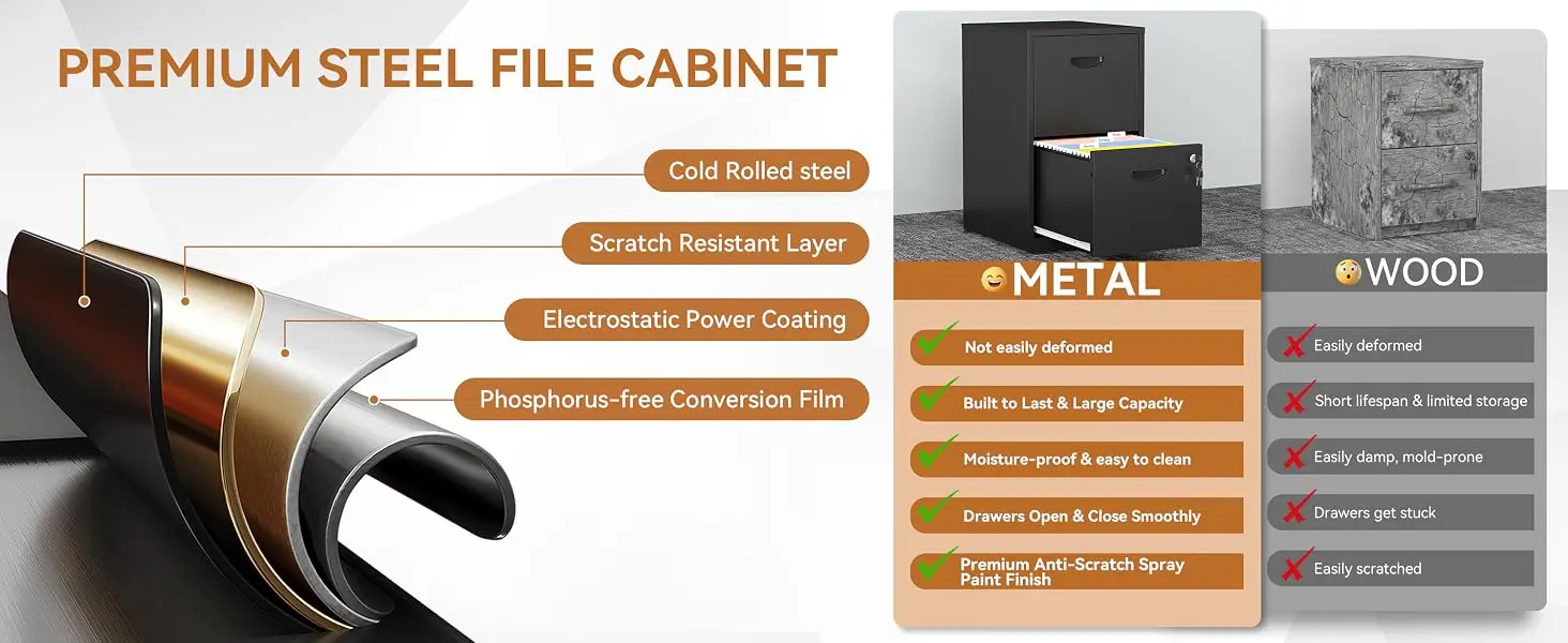 2 DRAWER METAL FILE CABINET WITH LOCK