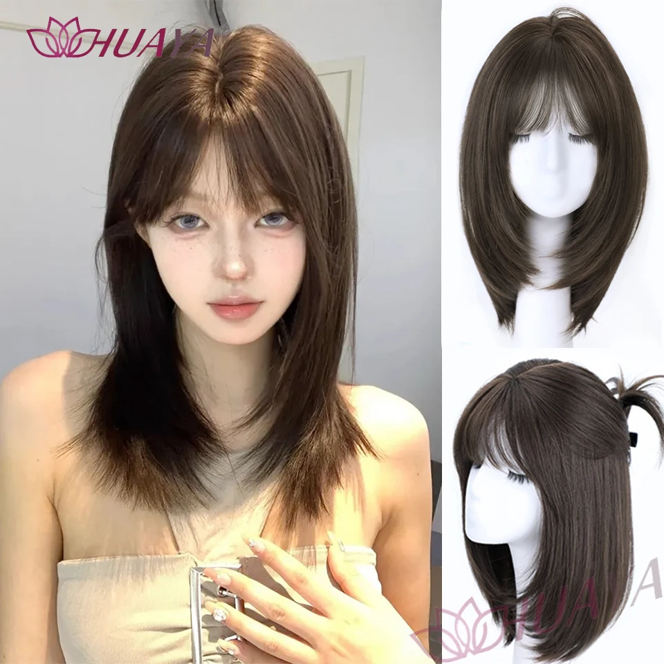 

Synthetic Wig Female High-Level Clavicle Hair Simulation Air Bangs Age-Reducing Long Hair Cover Daily Wear And Use