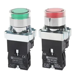 XB2-BW 22mm Self-reset/Momentary Metal Push Button Switch with LED Light NO/NC 24V 220V 380V Green Red Yellow Blue White