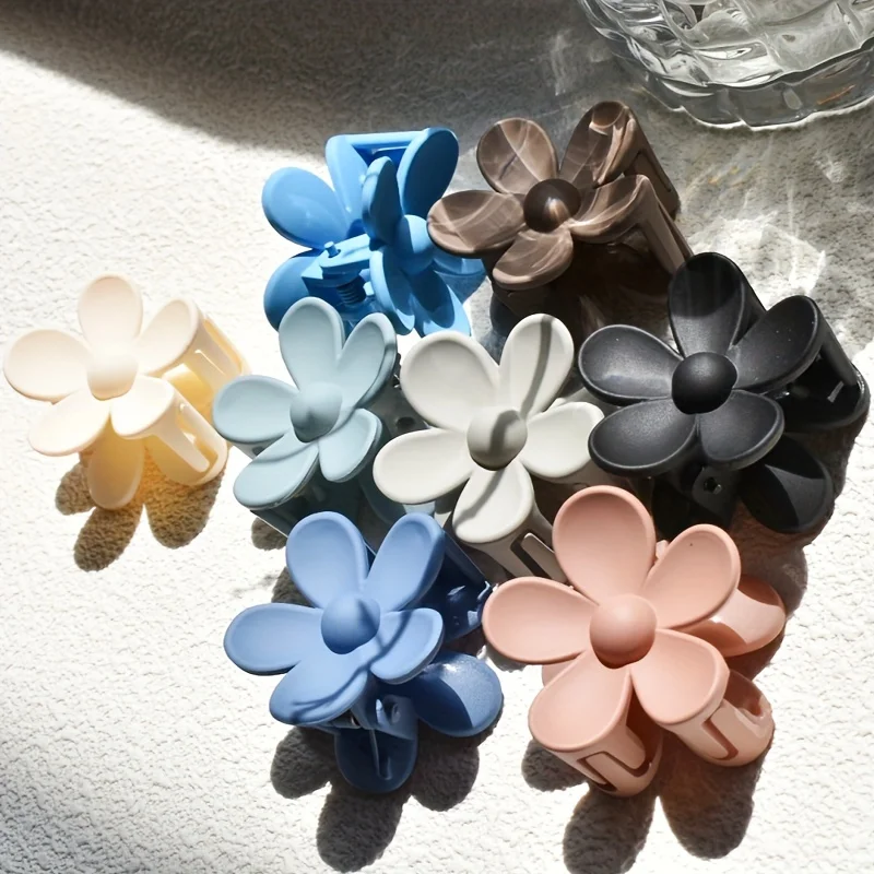 8 / set of women\'s fashion flower clip frosted small Hair clip Macaron Color Flower clip Neutral color flower clip