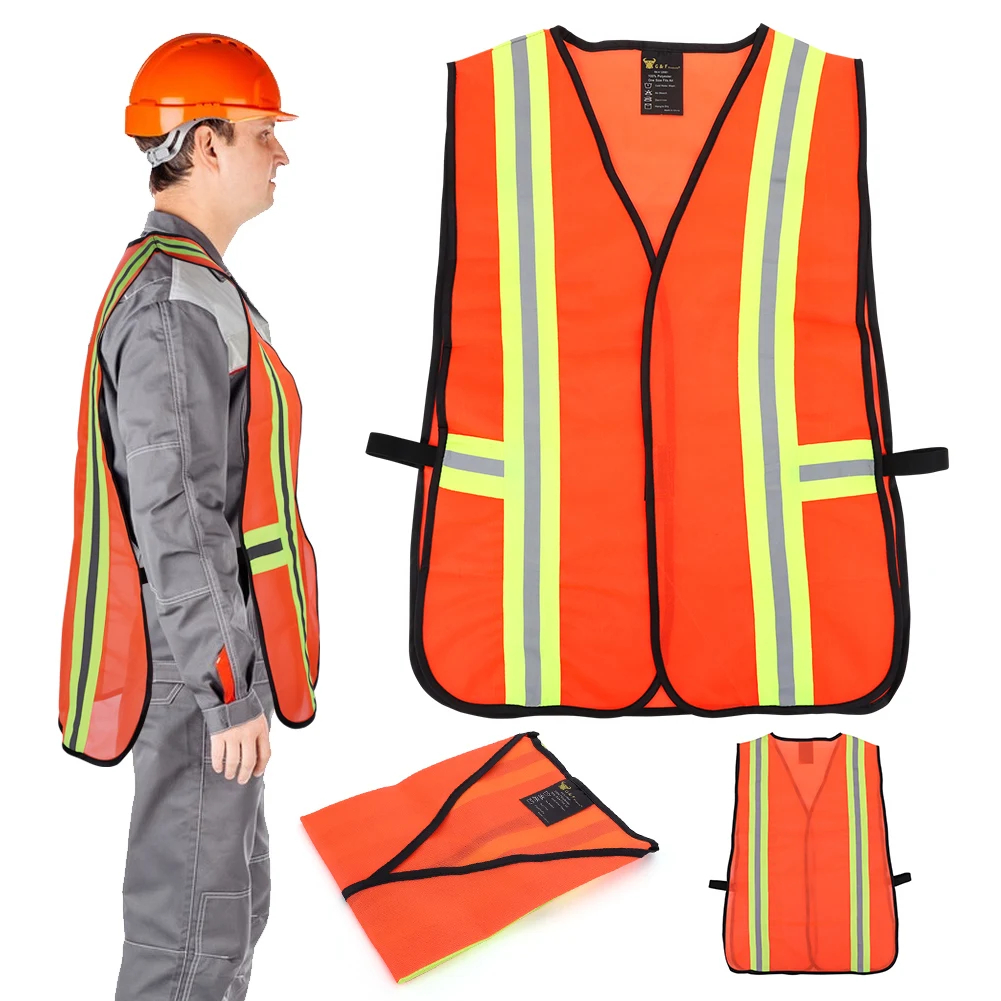 Industrial Safety Vest with Reflective Strips Breathable Night Working Vest Construction Work Vest for Women & Men