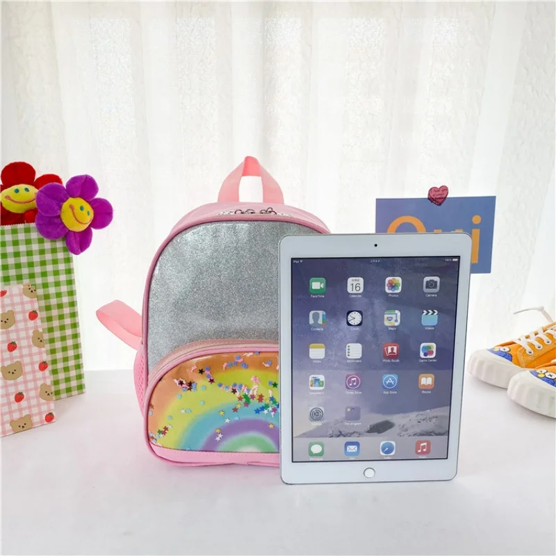 Borsa per libri per l'asilo personalizzata 2023 New Rainbow Fan ragazzi e ragazze Mini zaino zaino per bambini con stampa carina