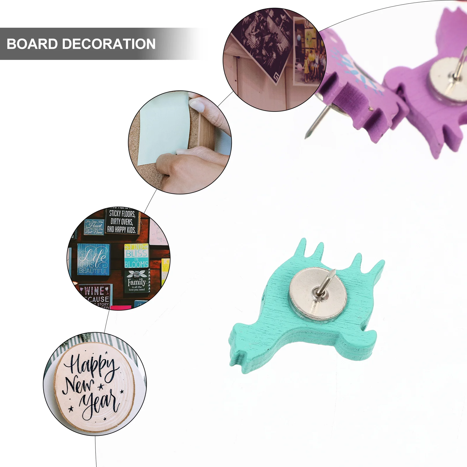 

20Pcs Alpaca Pattern Pushpins Wooden Decorative Thumb Tacks for Office School Home Use Bulletin Board Cork Strip Map Decoration