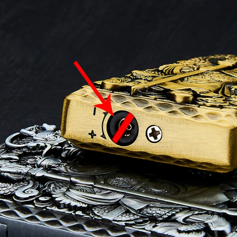 Embossed Windproof Direct Charge Lighter Butane Gas Blue Flame Open Cover Loud Steel Sound Personalized Lighter