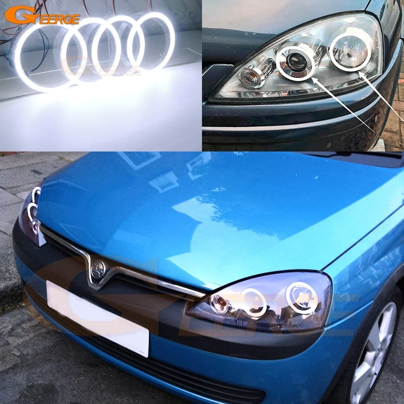 For Opel Corsa C 2003 2004 2005 2006 2007 Day Light Excellent Ultra Bright COB Led Angel Eyes Kit Halo Rings