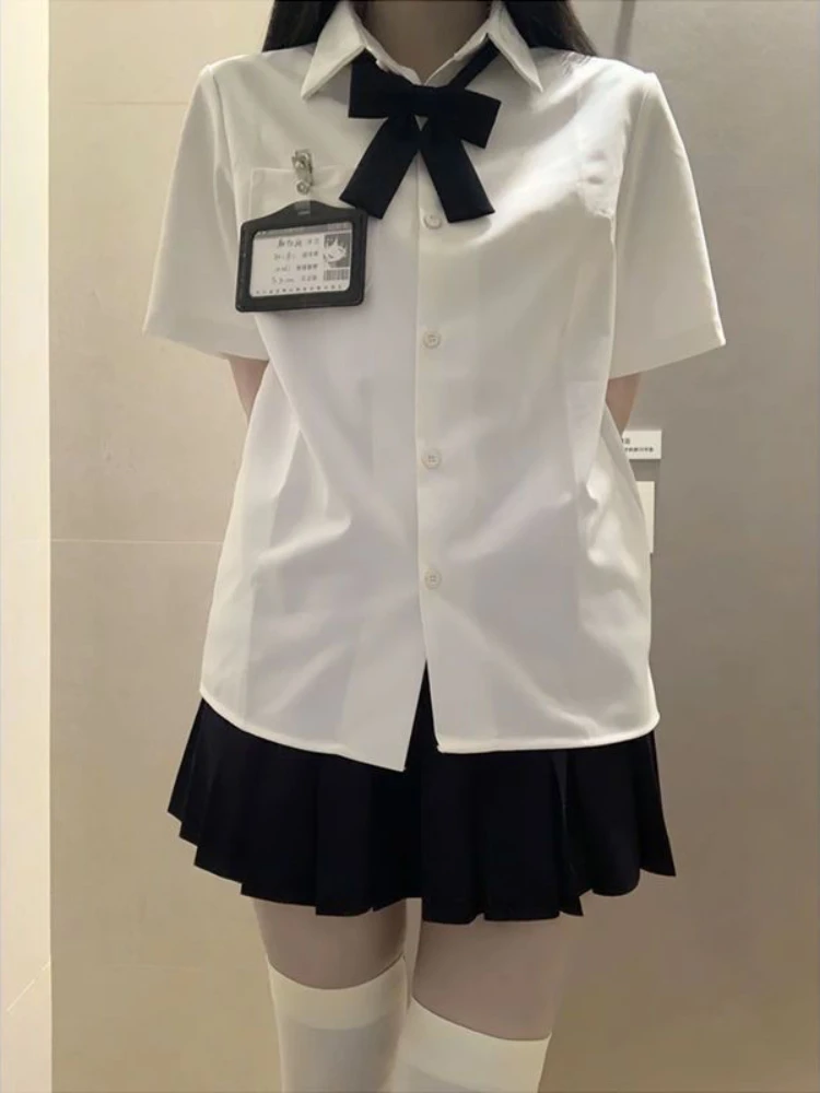 

Рубашка Jk Basic свободного кроя, оригинальная японская женская рубашка с короткими рукавами, блузка, однотонная, в академическом стиле, весна-лето