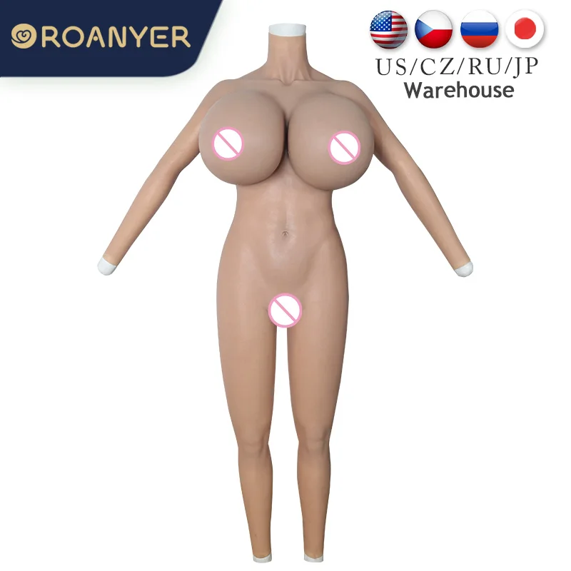 Roanyer Silicone S Cup Whole Bodysuit Crossdresser Costumes Fake Boobs Body Suit Drag Queen Transgender Male to Female