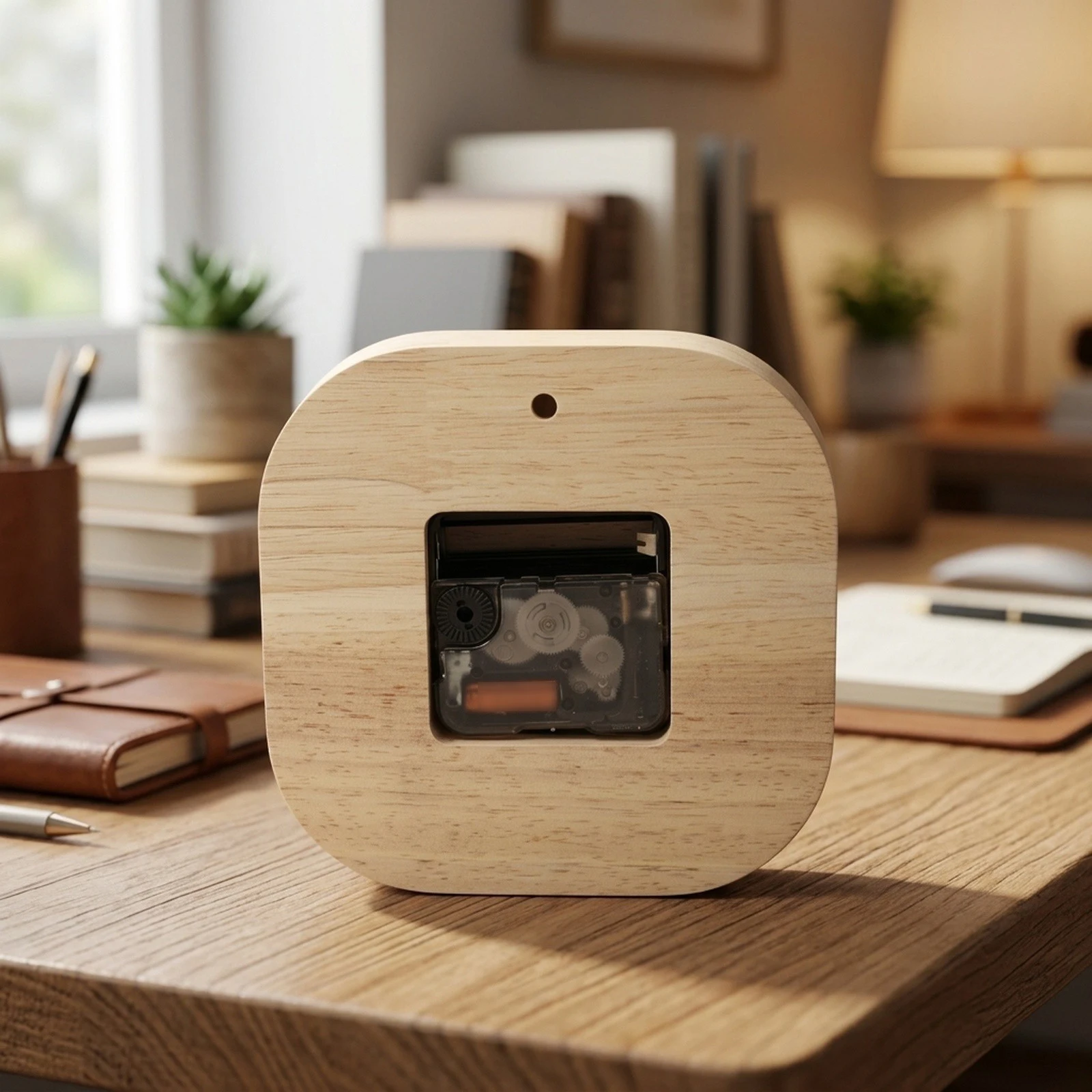13.4*13.4*2.5cm Bedside Clock for acrylic And Wood Clock Vintage Table Silent Clock Battery Operated Clock Bedroom Decor Clock