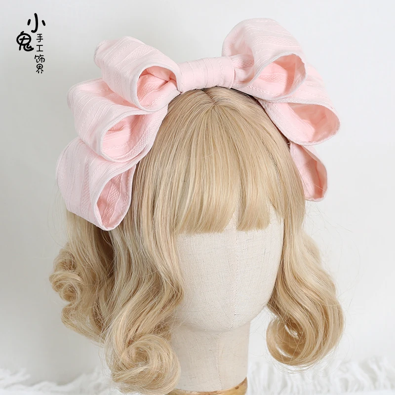 

Pure color cotton and linen Lolita sweet milk fu lace big bowknot KC Japanese doll, Lolita hair hoop headdress