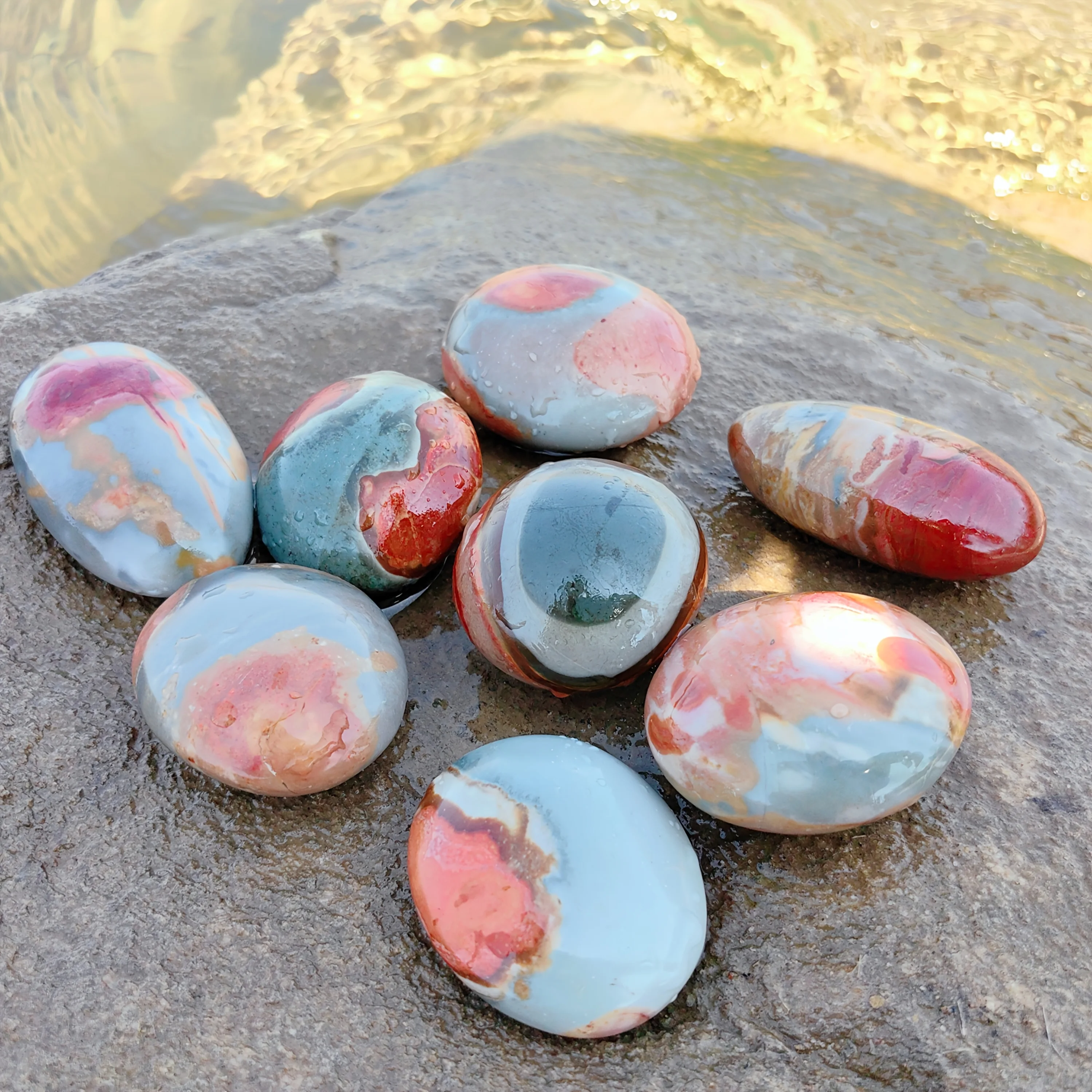 A stunning piece of quartz ocean jasper palm stone, available in multiple colors, perfect for Halloween, Christmas, Thanksgiving