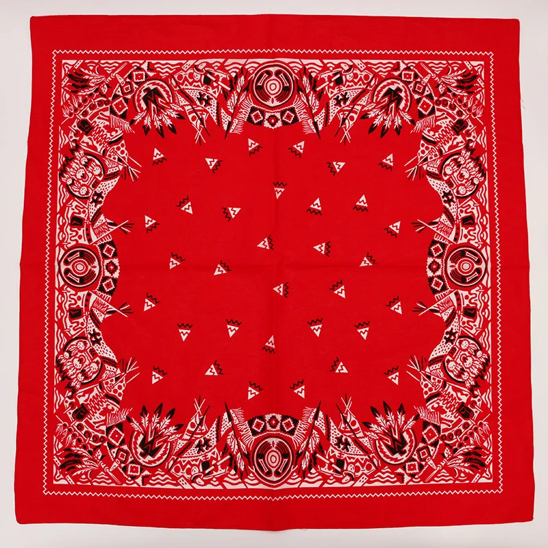 New Oversize 70CM Red Color Square Scarf Retro Style Print Cotton  Bandana Headwear Head Scarf