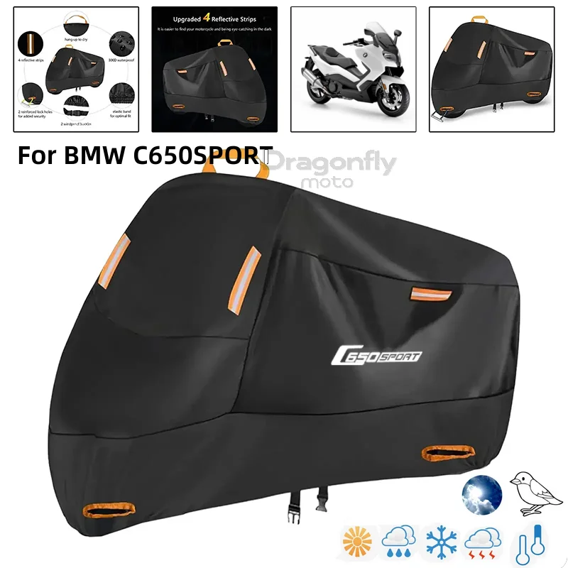 

C650 SPORT Logo Motorcycle Cover Waterproof Outdoor Scooter UV Protector Rain Cover For BMW C650 SPORT C650GT C 650 GT 2012-2020