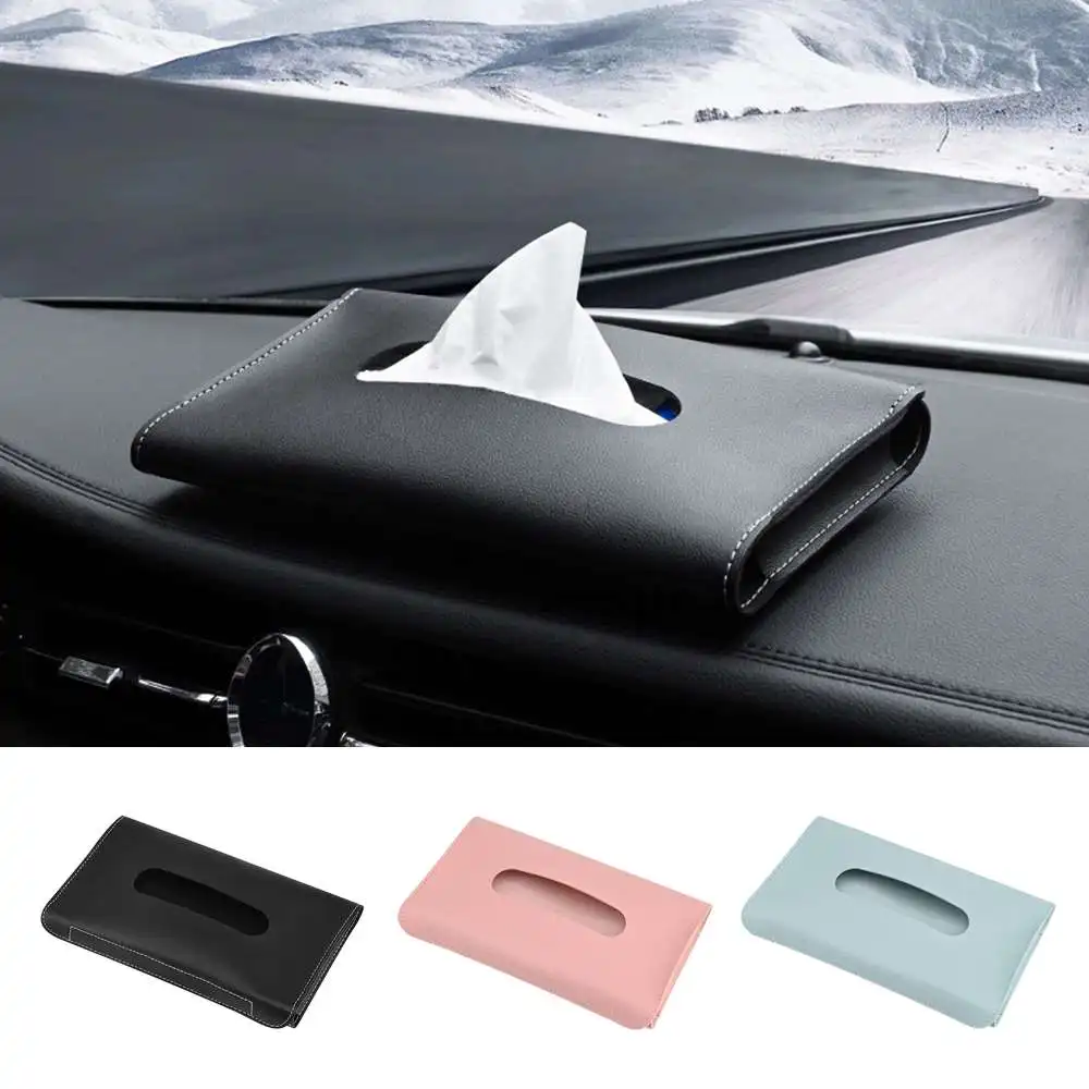 

1 Pc Universal Car Sun Visor Leather Tissue Box Towel Sets Holder Auto Interior Storage Decoration Car Accessories