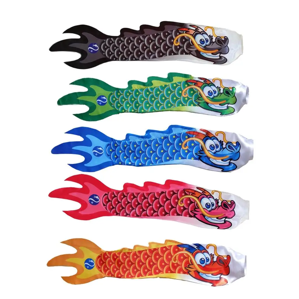 Colorful Koinobori Carp Streamer Satin Flag Windsock Outdoor Garden Decor for River Bank Wind Ornaments