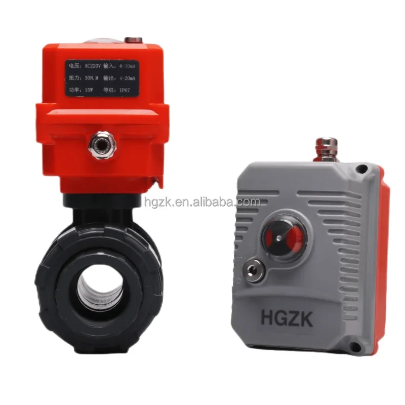 Motorized 2'' 25mm Modulating UPVC Water Control PVC Rotary Electric Actuator Water Ball Valve