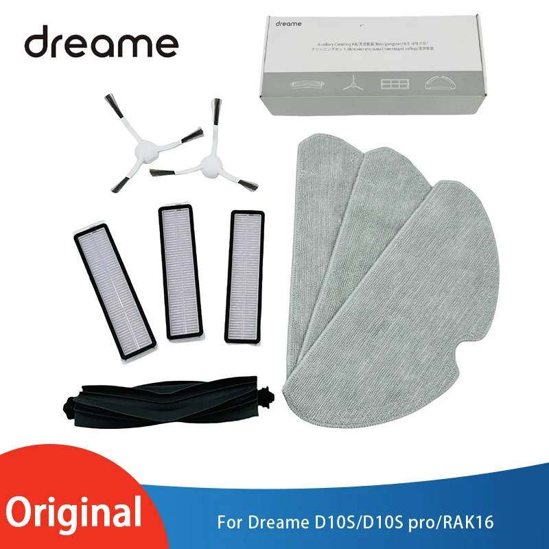 

Original Robot Accessories Parts for Dreame Bot D10S / D10S pro / RAK16 Robotic Vacuum Cleaner, Main Side Brush, Filter, Mop Rag