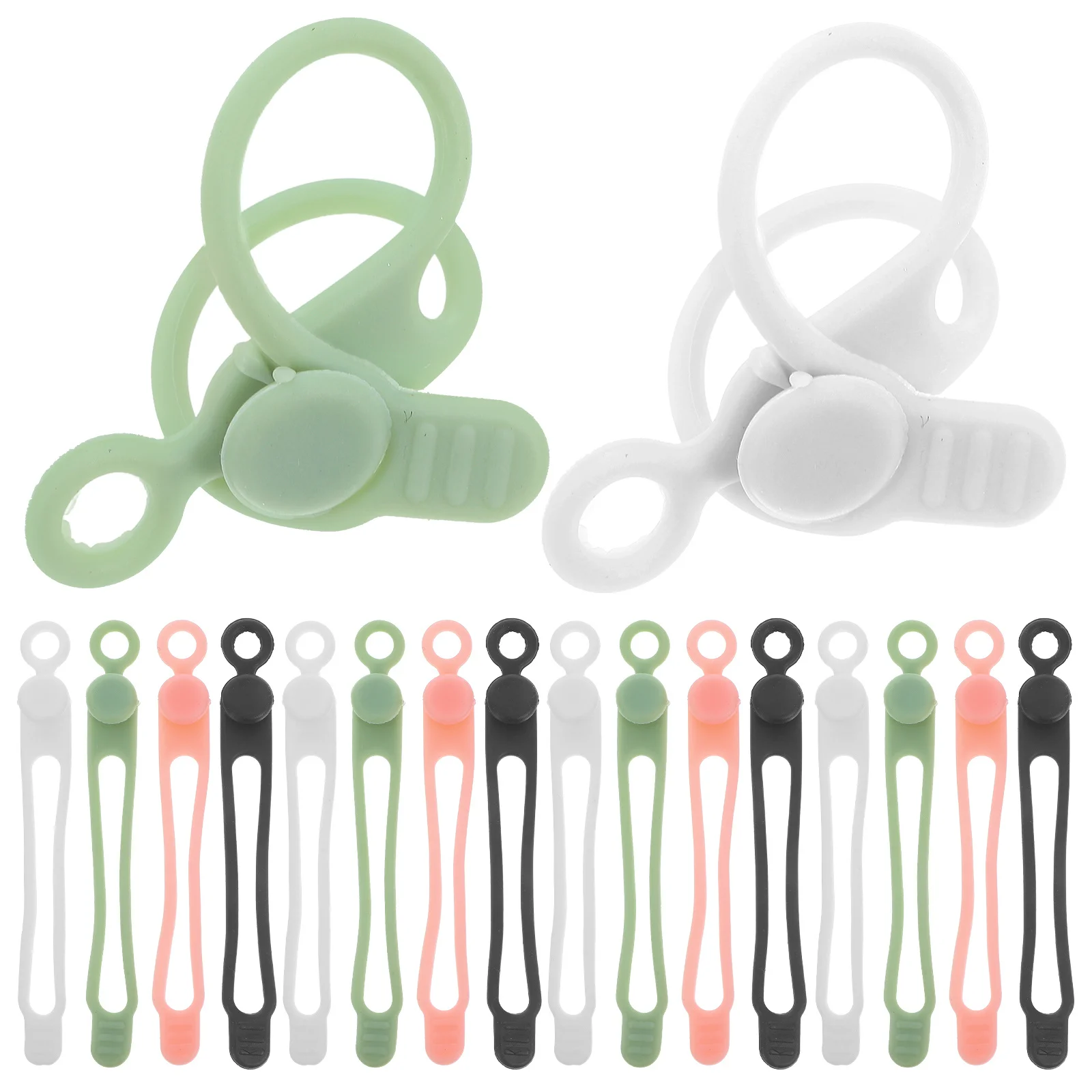 

24Pcs Silicone Cable Ties Durable Reusable Cord Organizers Portable Wire Management Straps for Home Office Travel