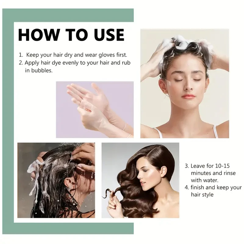 10 Sachets Hair Color Shampoo Plant Extract 30Mins Cover Grey Hair DIY Home Hair Dye Nourish Repair Hair Coloring Care Cosmetic