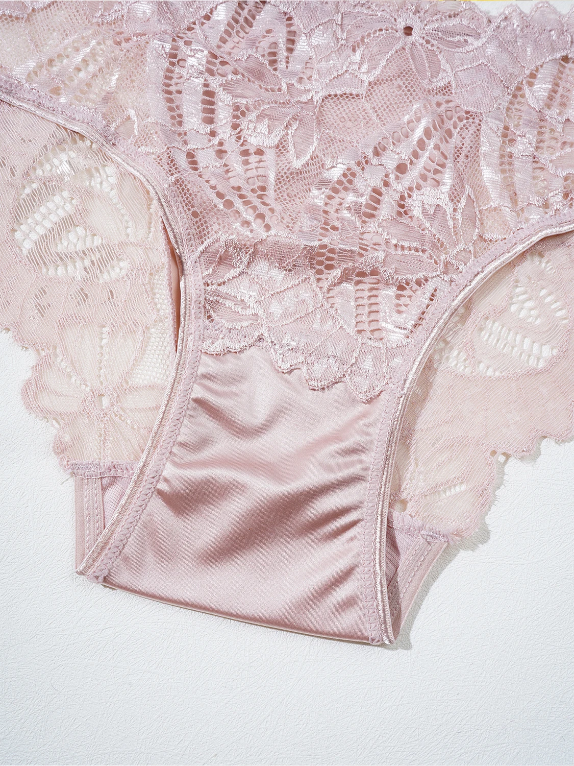 3PCS Sexy Hollow Out Lace Design Panties Women's Elegant Lace Floral Trimmed Lingerie Solid Color Mid-Rise Briefs Female S-XXL