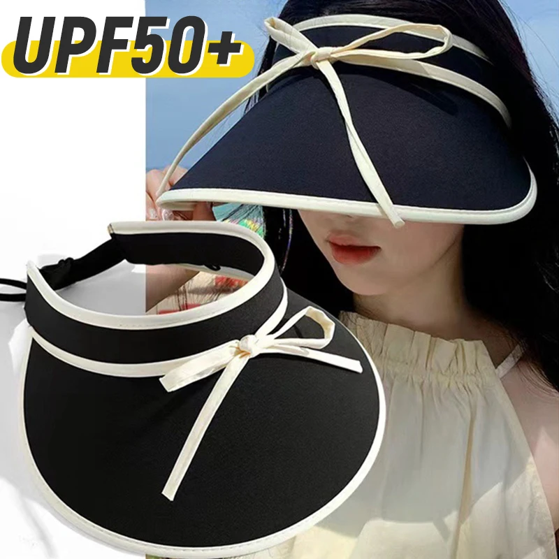 Foldable Ice Silk Sun Protection Cap Summer Outdoor Travel Anti-UV Bow Tie Sun Hat For Women Travel Beach Bucket Hat Cap