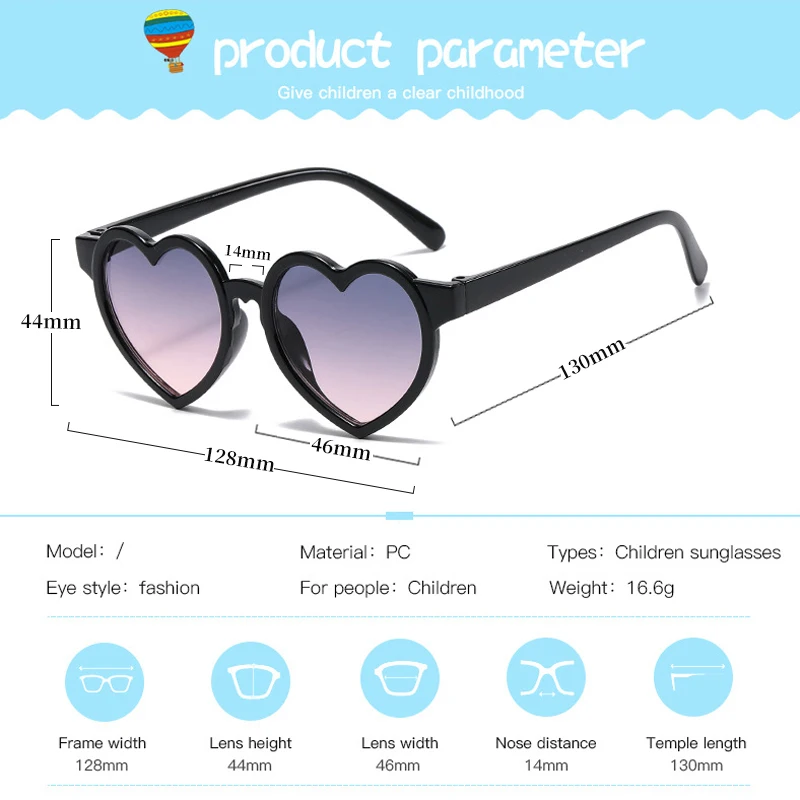 Baby Girls Cute Solid Color Heart Shape Outdoor Sun Protection Sunglasses Children Lovely Acrylic UV400 Sunglasses Kids Glasses