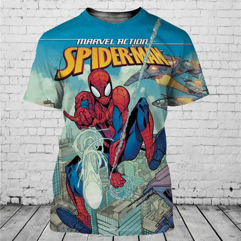 Spider-Man klassische 3D-Druck atmungsaktive Disney T-Shirt Männer Frauen Kurzarm lässig Stil Sommer lässig Streetwear T-Shirts