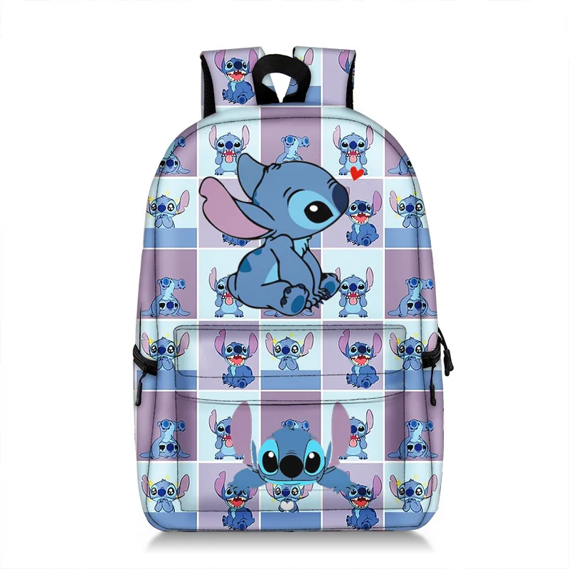 Sac à dos Disney Stitch en Polyester imprimé dessin animé, grande capacité, bretelles rembourrées pour garçons et étudiants, cadeau d'anniversaire