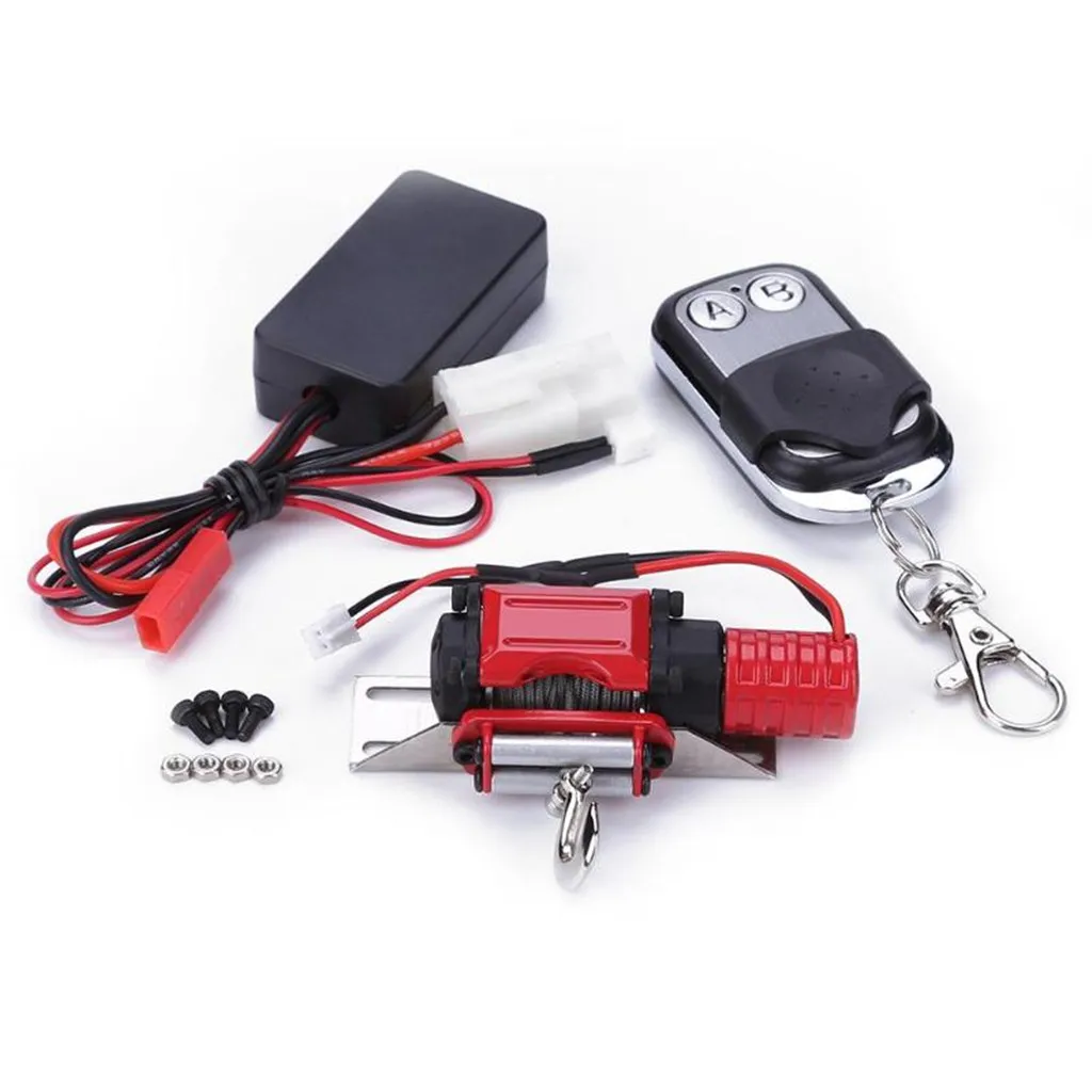 RC Car Metal Winch + Wireless Remote Controller for 1:10 RC Crawler Truck Axial SCX10 90046 TRX4 TRX6 Redcat Gen8