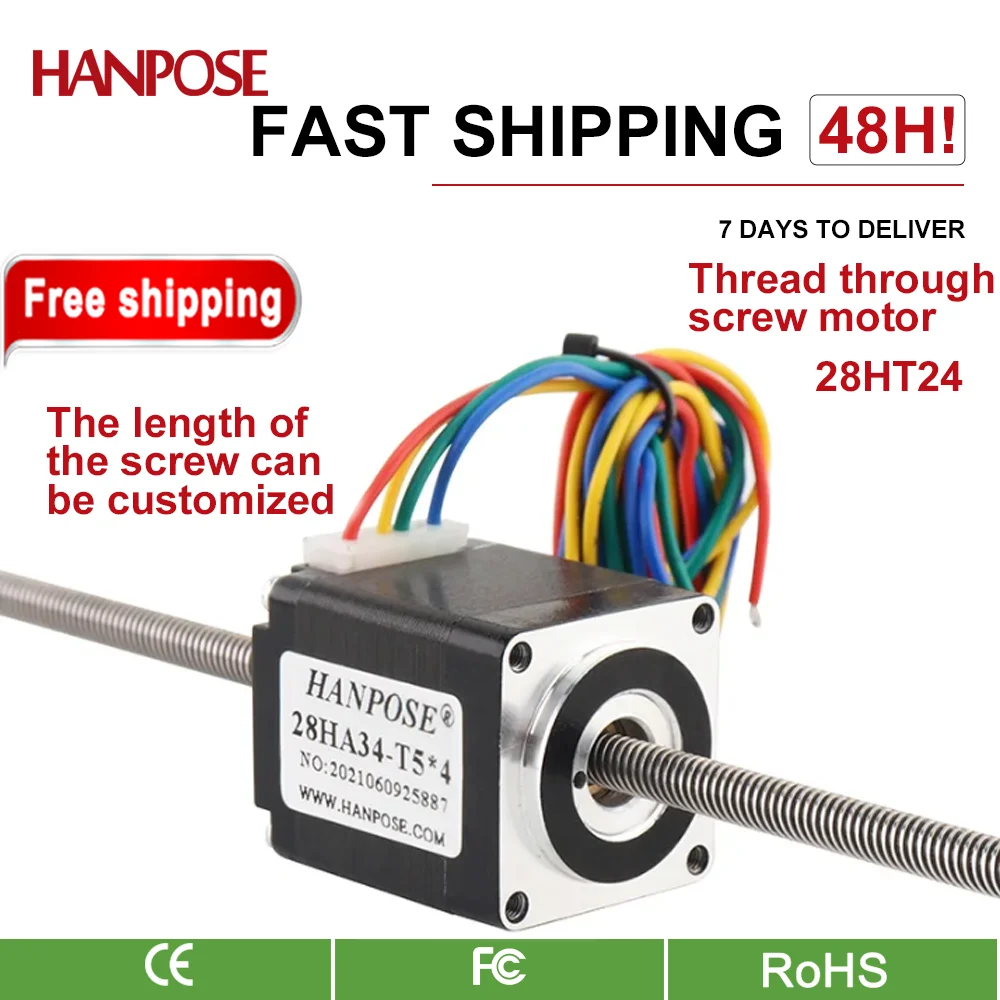 

HANPOSE 28HA34-T5*4 length 100/200/300mm screw stepper motor 1.0A 0.1N.M NEMA11 T-type motor for 3D Medical machinery