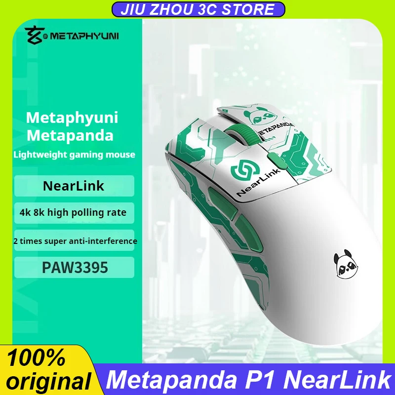 Metaphyuni Metapanda P1 Nearlink Mouse Paw3395 Wired 2.4g Wireless Bluetooth Three Mode Lightweight Gaming Esports Mouse Custom