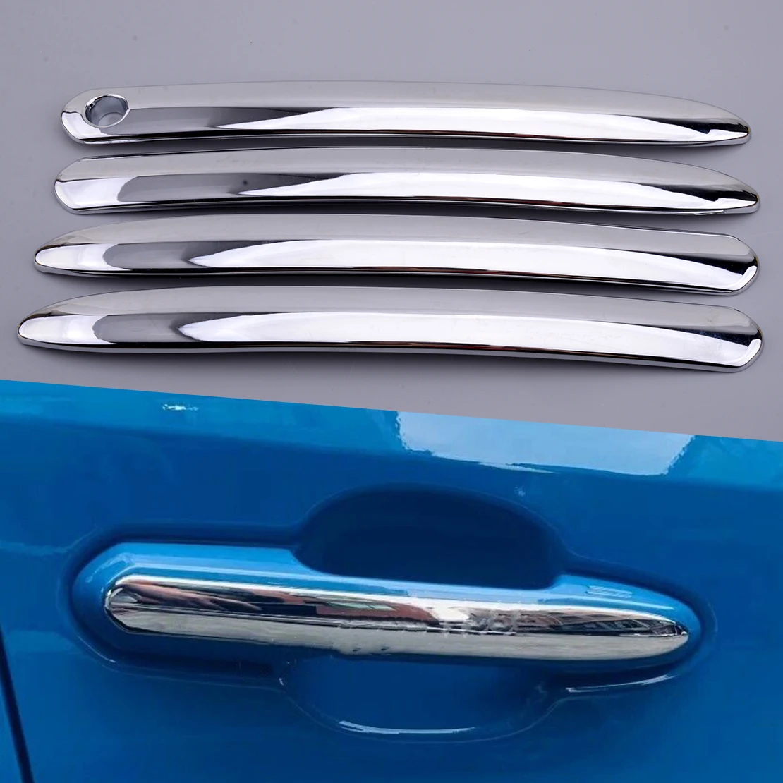 4pcs Glossy Chrome Door Handle Cover Door Trim Strip Fit For Toyota RAV4 2019 2020 ABS Car Accessories