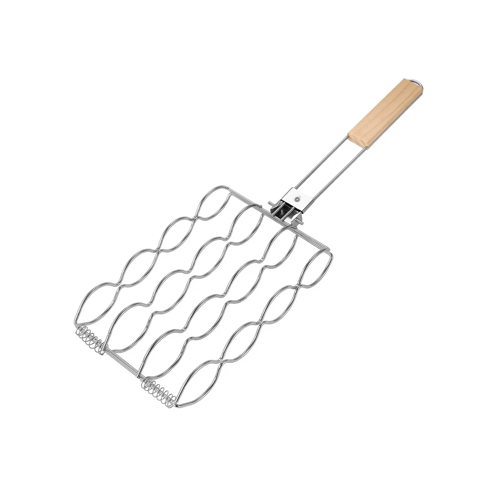 Filet de gril de maïs pliant d'acier inoxydable, pince de saucisse, même distribution de chaleur, gril de barbecue pour griller, cuisine extérieure de camping