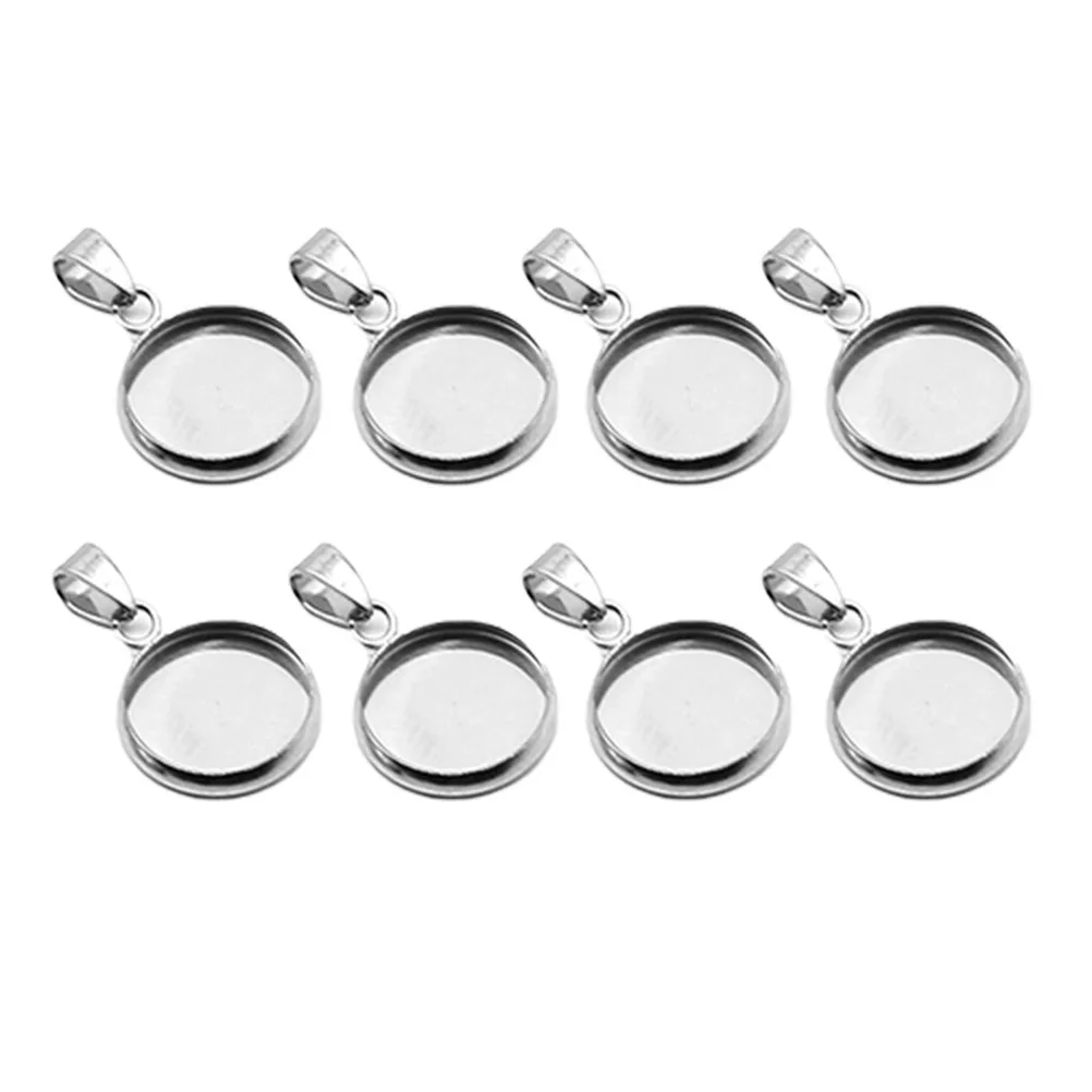 

20 Pcs Stainless Steel Pendant Accessories Small Jewelry Diy Necklace Bead Silver Making Round Cork Base Set Pendant Trays