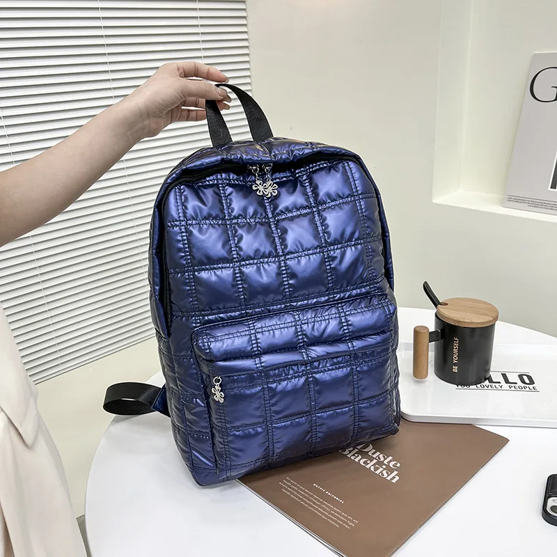 Casual Female Backpack Fashion Women School Bag Rucksack Large Capacity Space Cotton Quilted Plaid Travel Shoulder Bags For Girl