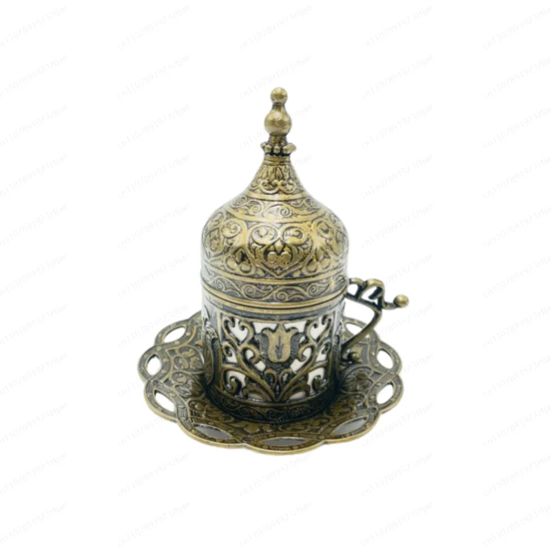 Turkey imported new retro palace brass coffee cup tulip pattern gift set 60ml
