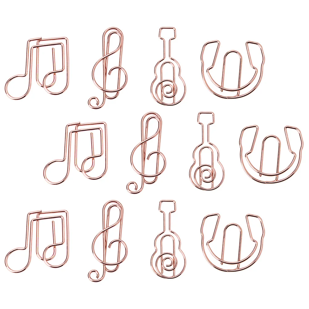 

12Pcs Musical Instrument Paper Clips Creative Metal Bookmarks for Notes Photos Document Clips Pins Creative Bookmarks