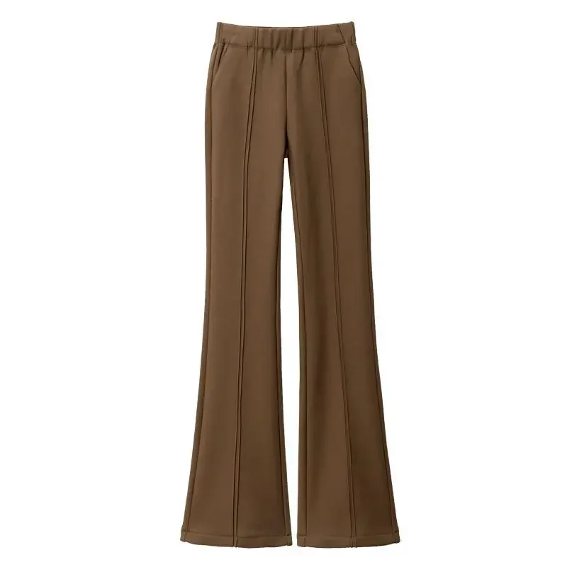 

Flare Straight Pants Solid Pocket Office Lady Simplicity Elegant Temperament Fashion Slim Vintage Women's Clothing New LJ107