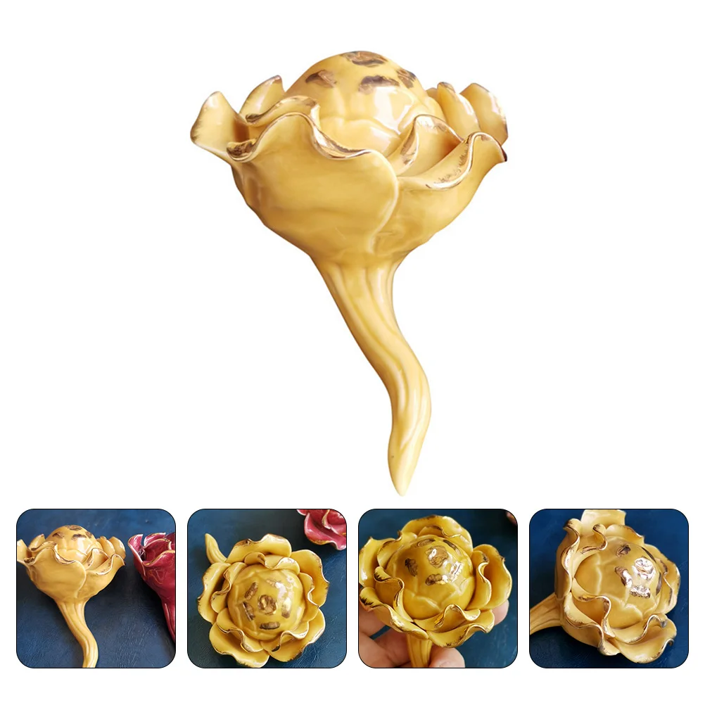

1Pc Golden Edge Ceramic Flower Decor White Porcelain Material For Home Hotel Mall Office Decoration Gift