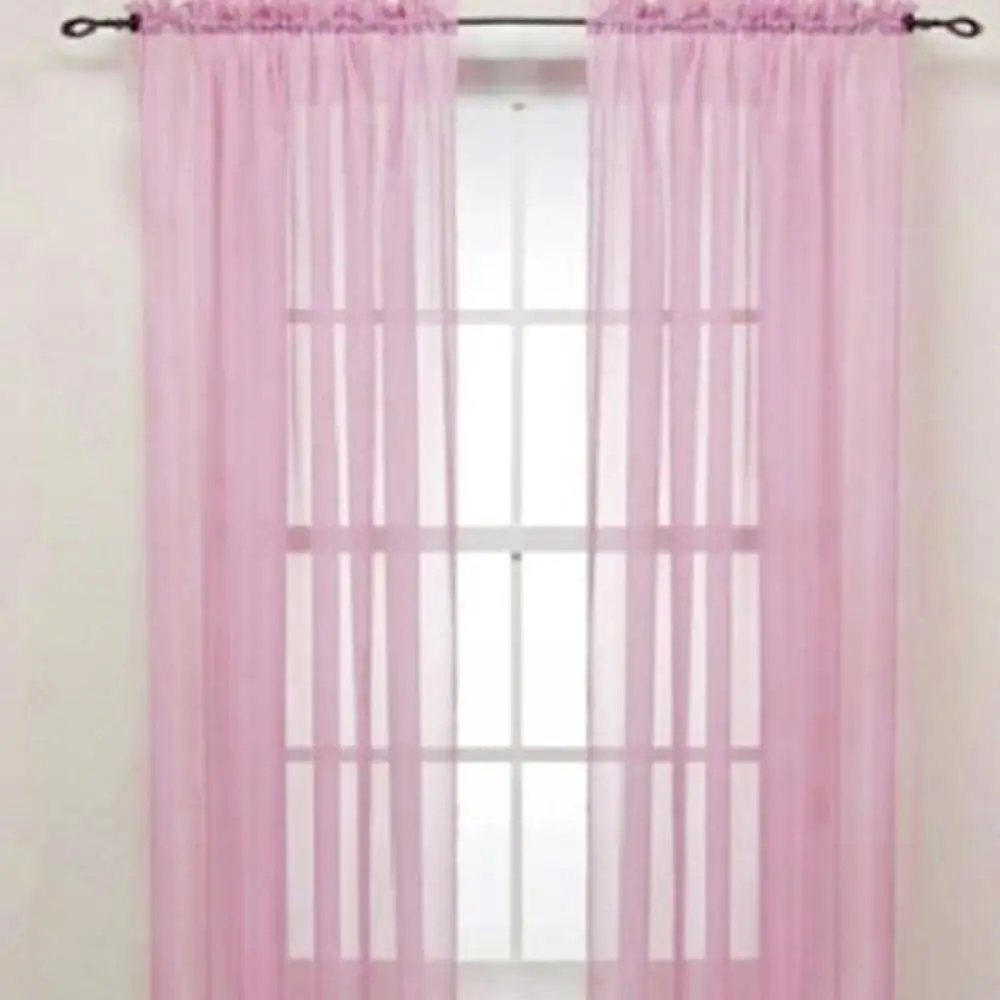 Glass Yarn Sheer Window Valance Curtain, Tulle Panel for Door Casement, Pure Color Bedroom Home Decoration Curtain, Window Decor