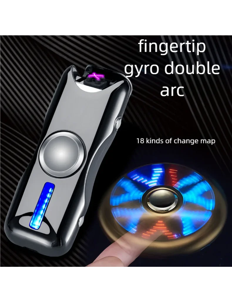 Double arc fingertip gyroscope USB charging lighter adult toy electronic cigarette lighter