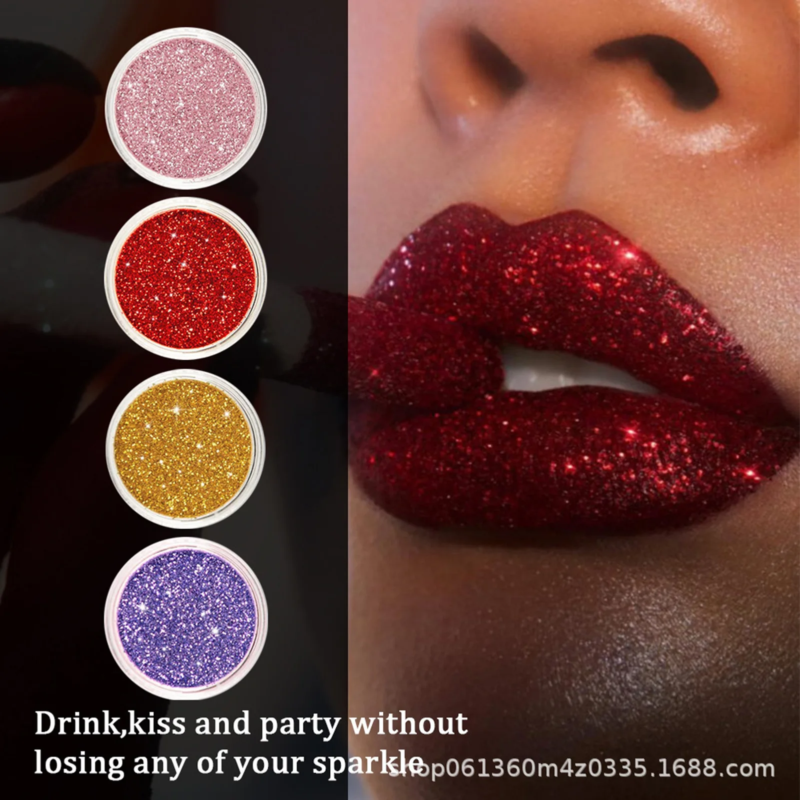 Glitter Lip Kit Long Lasting Waterproof Stay Golden Cosmetics Gloss Lipstick 4 Colors Glitter Powder Diamond Shimmer Metallic