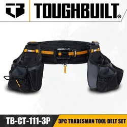 TOUGHBUILT TB-CT-111-3P 3pc Tradesman Tool Belt Set Woodworking Decoration Installation Storage Combo Waist Mounted Tool Pouch