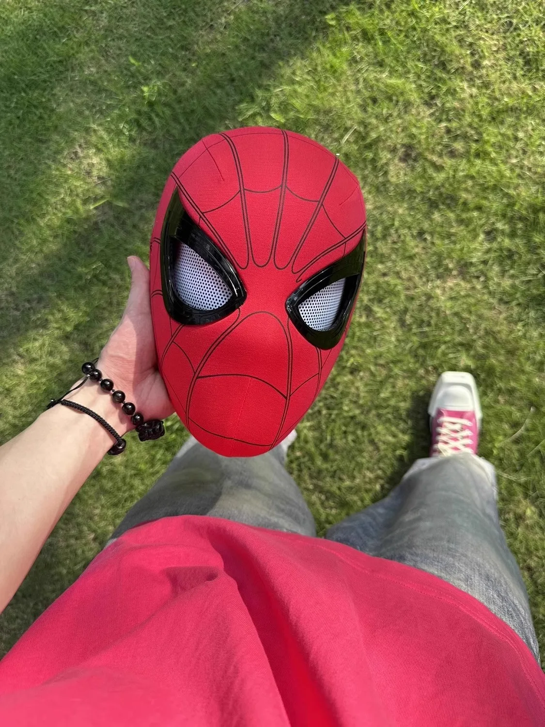 Spider-Man Auto-Touch Light Up Mask with Motorized Eyes & Ring Control 1:1 Scale Wearable Collectible for Cosplay