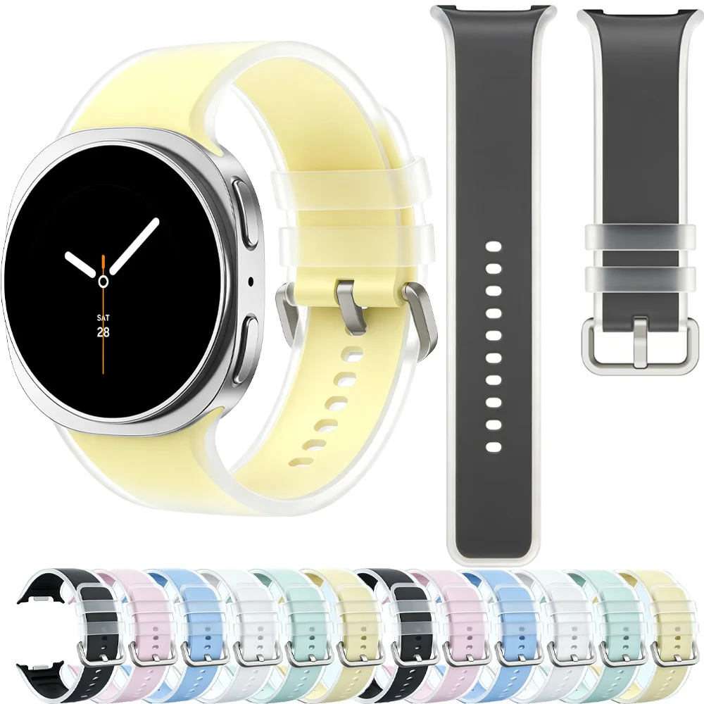 Offizielles transparentes Silikonarmband von Jelly für Samsung Galaxy Watch 9/8/8 Classic Sportarmband für Watch 9 8 40 mm 44 mm 46 mm