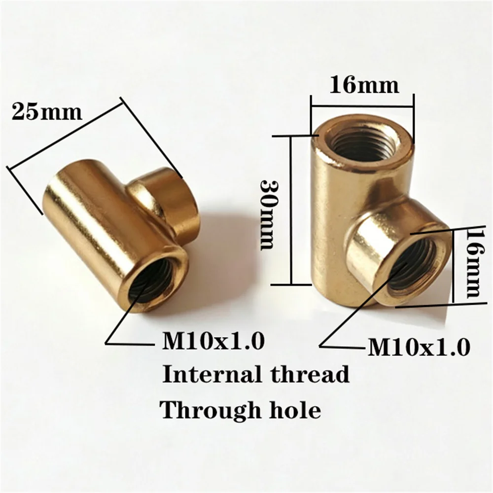 M10 Three-way Internal Thread T-type Adapter, Connecting Lamp Head, For Chandelier And Molecular Lamp DIY Lighting Accessories