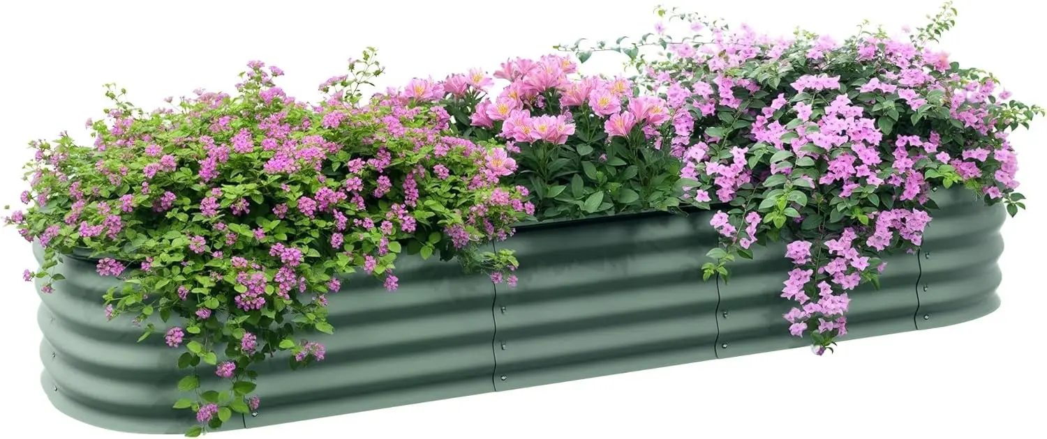 

6.5' x 2' x 1' Galvanized Raised Garden Bed Kit, Outdoor Metal Elevated Planter Box with Safety Edging, Easy DIY Stock Tank for