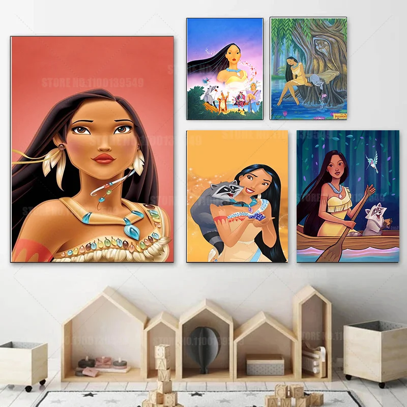 Disney Princess Cartoon Pocahontas Canvas Painting Posters Abstract Prints Nordic Wall Art Pictures For Kids Bedroom Decor