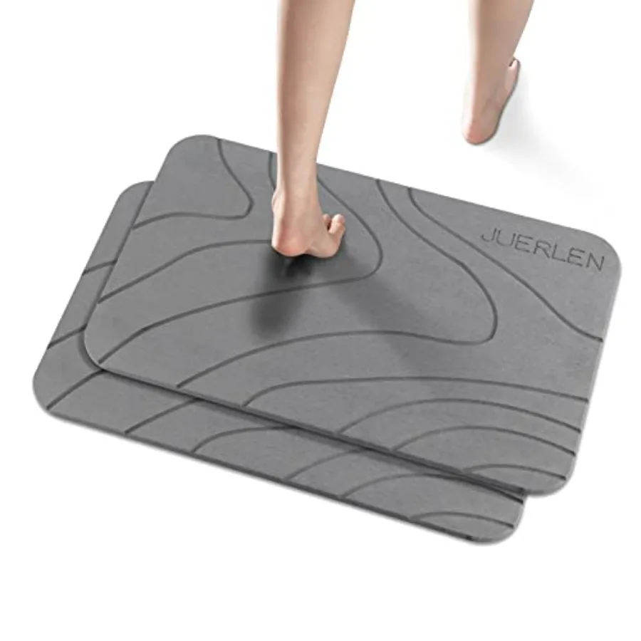 

2 Pack Diatomaceous Earth Shower Mat Stone Bath Mat Nonslip Super Absorbent Fast-Drying Hard Bath Mat for Bathroom Shower Floor