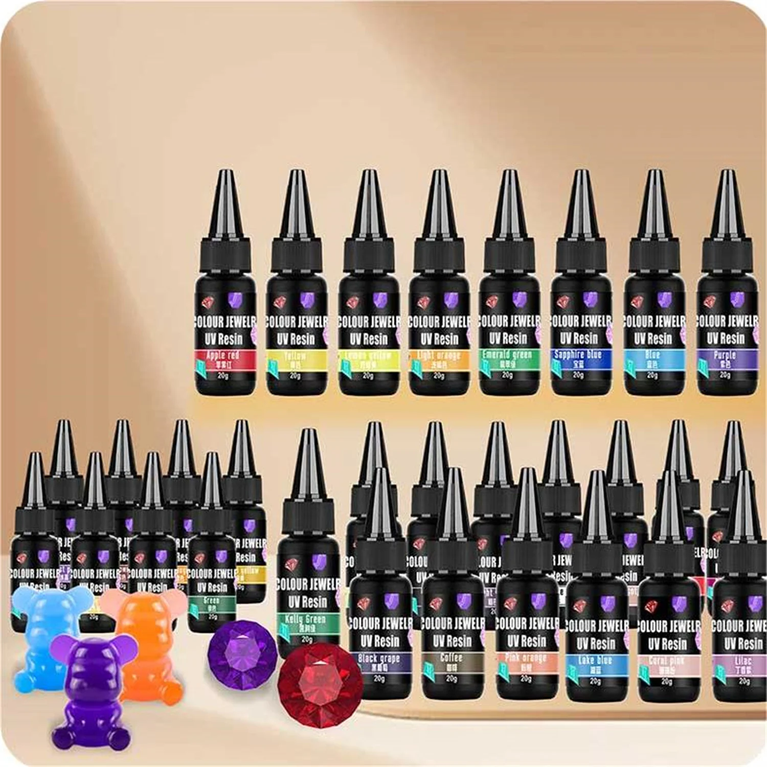 20ml 30Color Color UV Resin Glue Colorful Pigment Uv Glue Ultraviolet Curing DIY Transparent Jewelry Making Supplie Quick-Drying