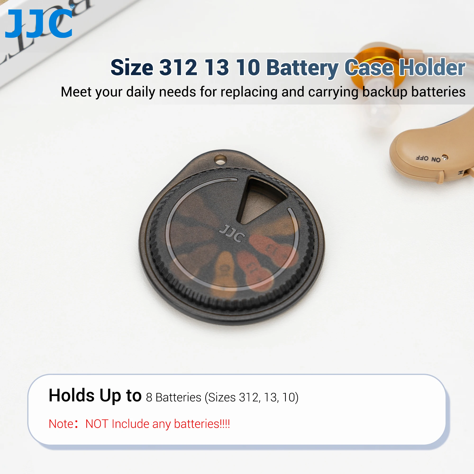 JJC Size 312 Rotatable Hearing Aid Battery Case Portable Hearing Aid Batteries Case for Size 312 A312 P312 PR41 P13 P10 Battery